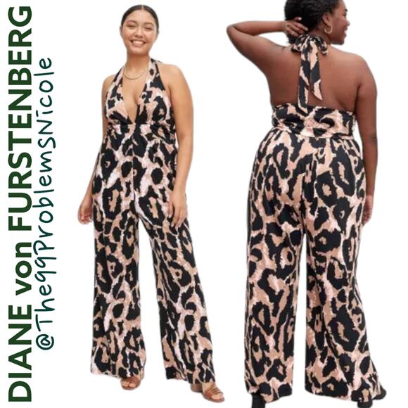 DVF for Target Halter Leopard Neutral Jumpsuit - Picture 1 of 11